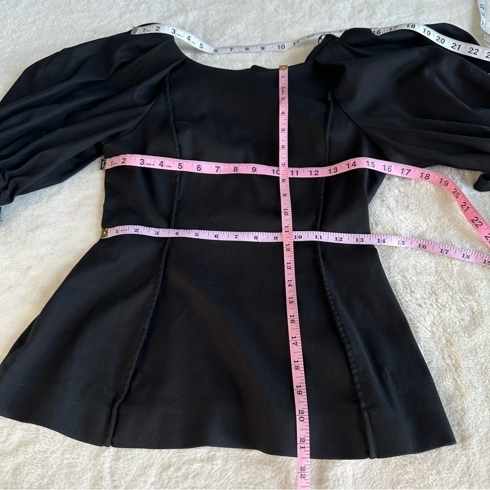Mother of Pearl Mimi Cotton Blend Black Crewneck Short Sleeve Blouse M (10) - Picture 4 of 12
